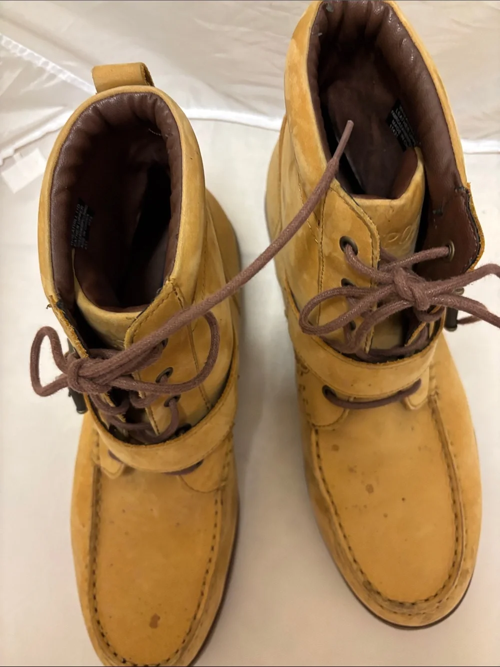 Polo Ralph Lauren Ankle Boots Tan Leather Laceup Buckle Straps Sz 11D Men’s